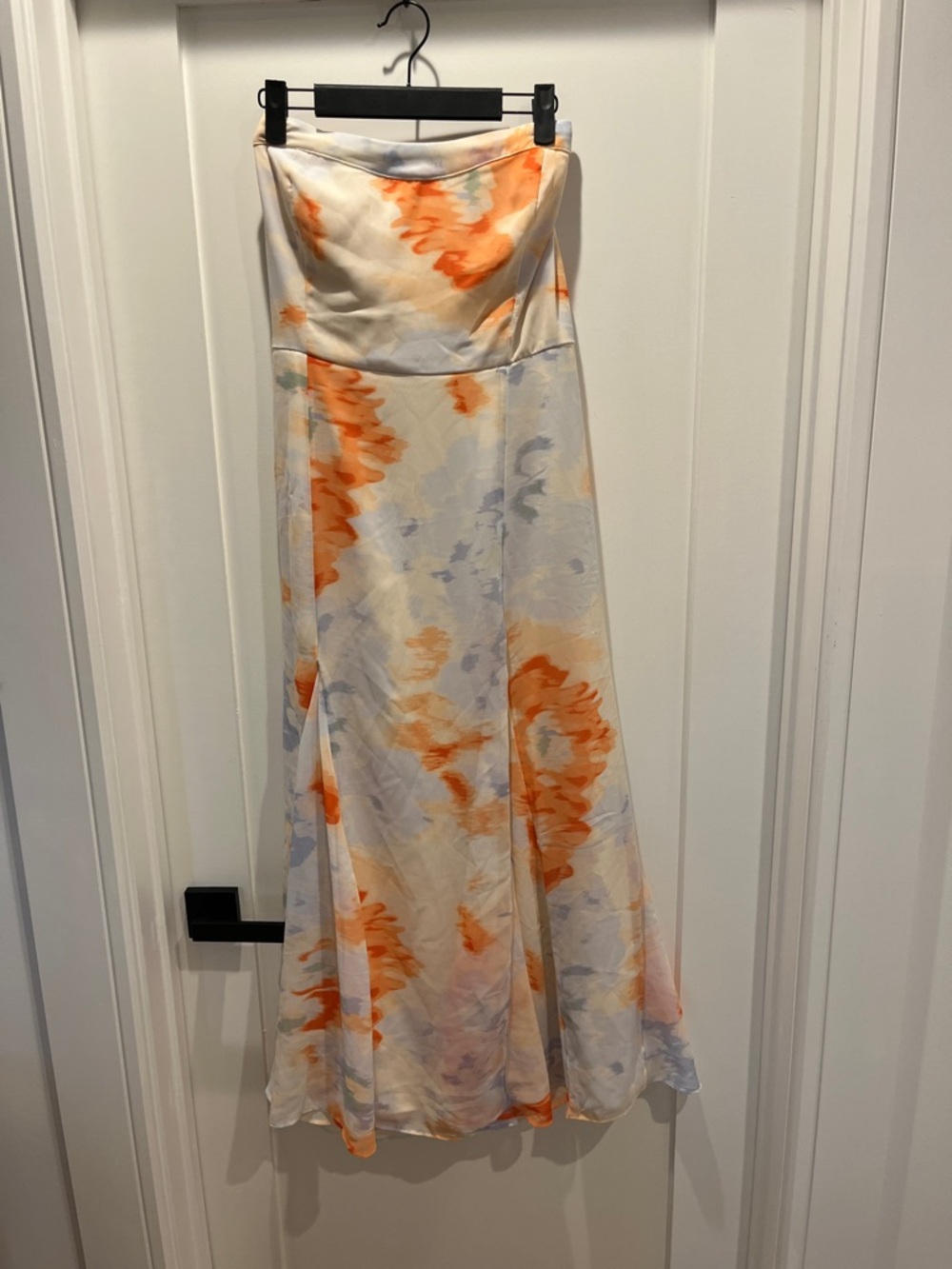 Abercrombie & Fitch Strapless Midi Dress in Orange and Light Blue. Worn Once.